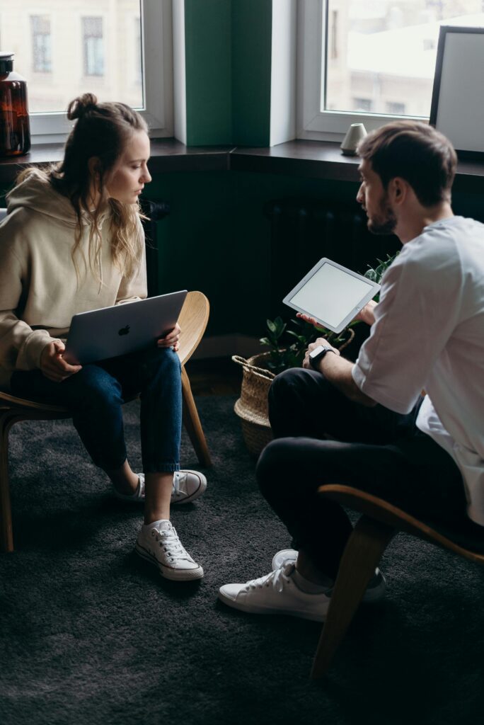 Girl getting career advice from a mentor or counselor