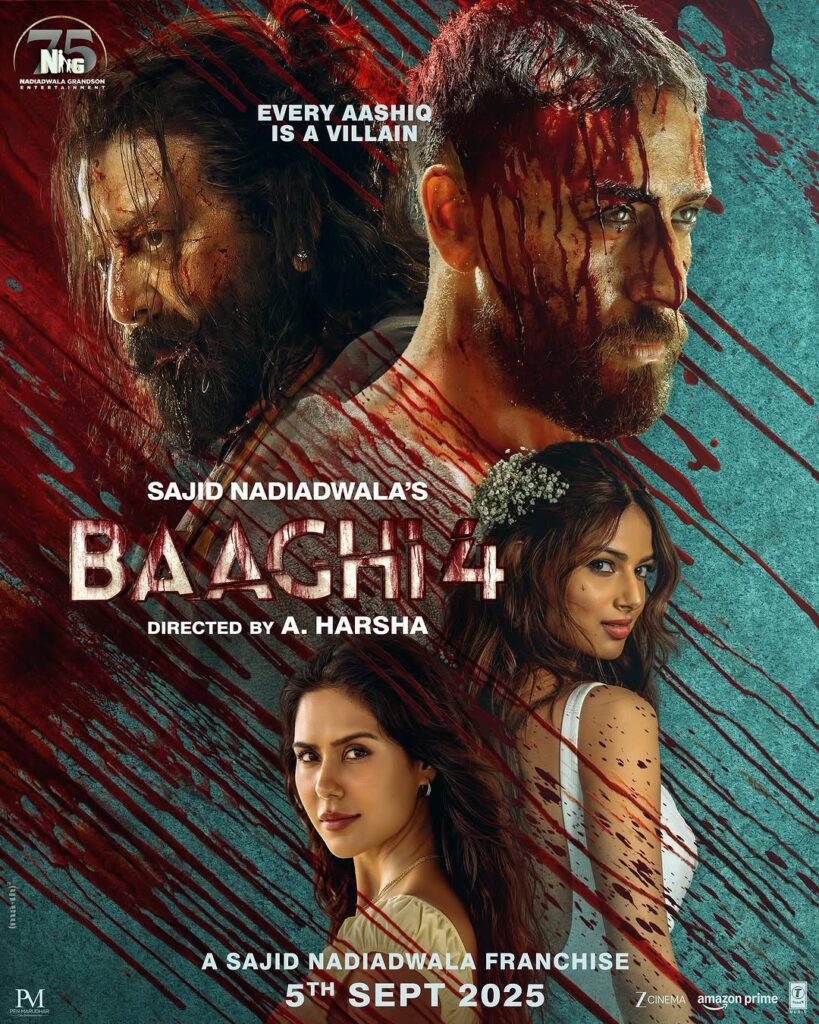 Baaghi 4 Release 2025 raw action poster featuring Tiger Shroff
