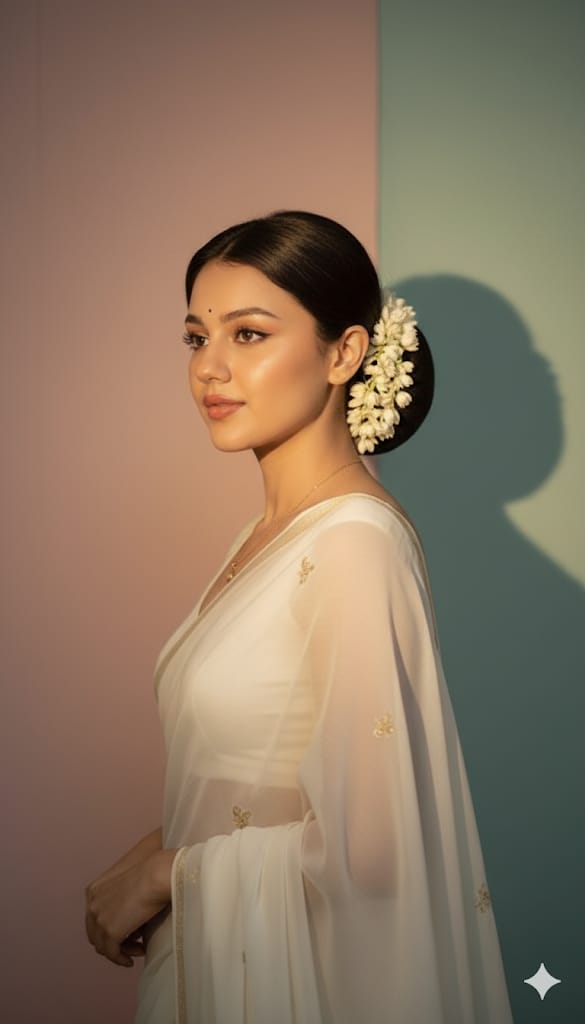 : Golden Era Diva saree with disco lights and cinematic background.