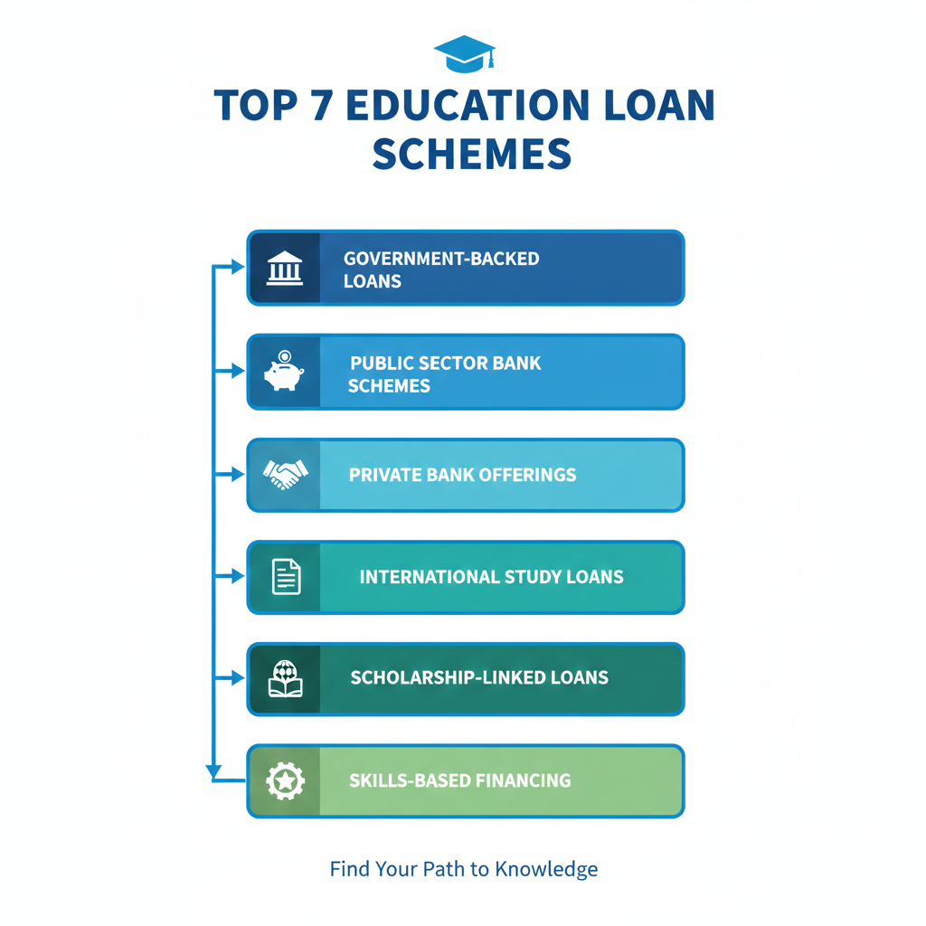 Top 7 education loan schemes infographic for students