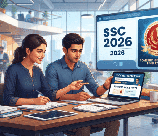 SSC CHSL 2026: Apply Online for 2,536 Vacancies-Notification Out SC CHSL 2026 Notification and Apply Online Banner showing students preparing for government exams